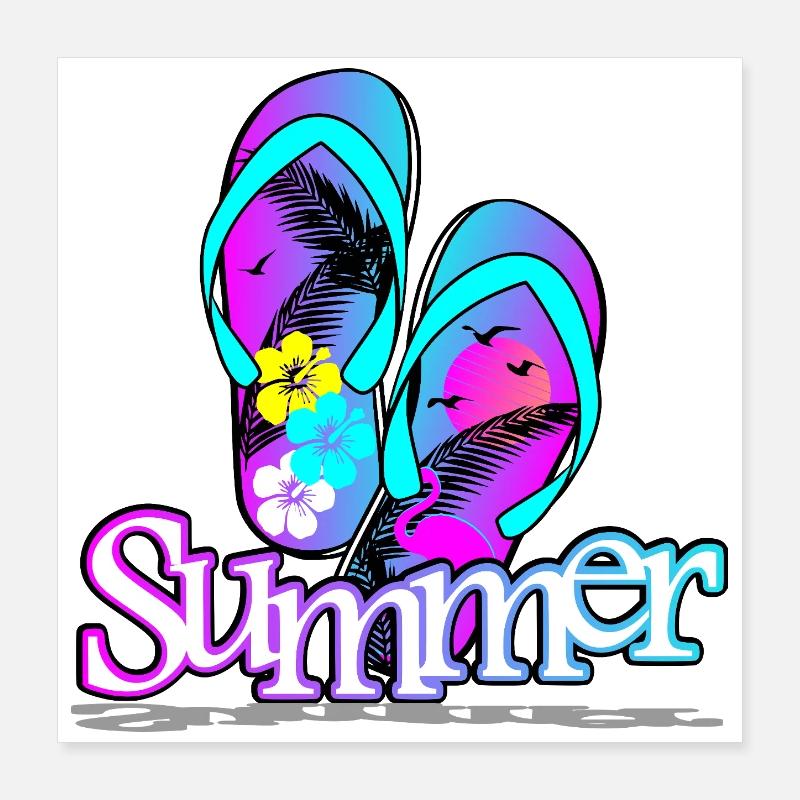 Summer Flip Flop - Poster 16" x 16" (40x40 cm) - white