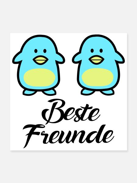Pinguine Beste Freunde - Poster 40x40 cm - Weiß - Vorne