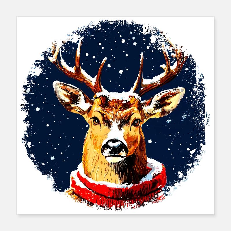 Fans de cerfs Poster 40 x 40 cm