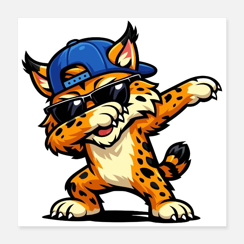 Dabbing Bobcat Poster 40x40 cm
