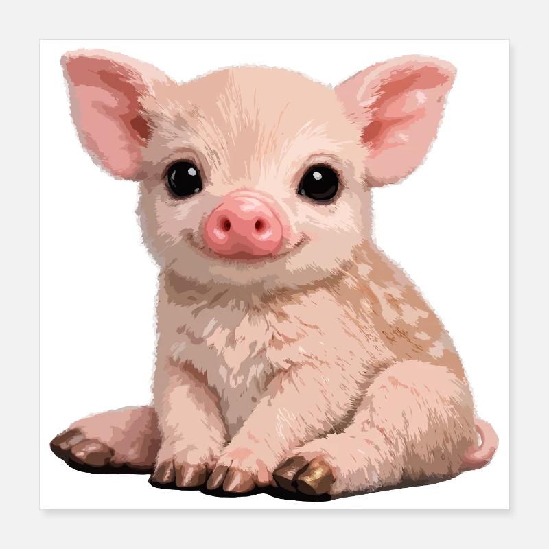 Piglet Cuddle Illustration Poster 16" x 16" (40x40 cm)