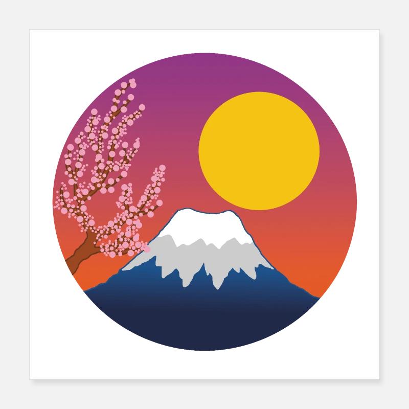 Mount Fuji manga Poster 16" x 16" (40x40 cm)