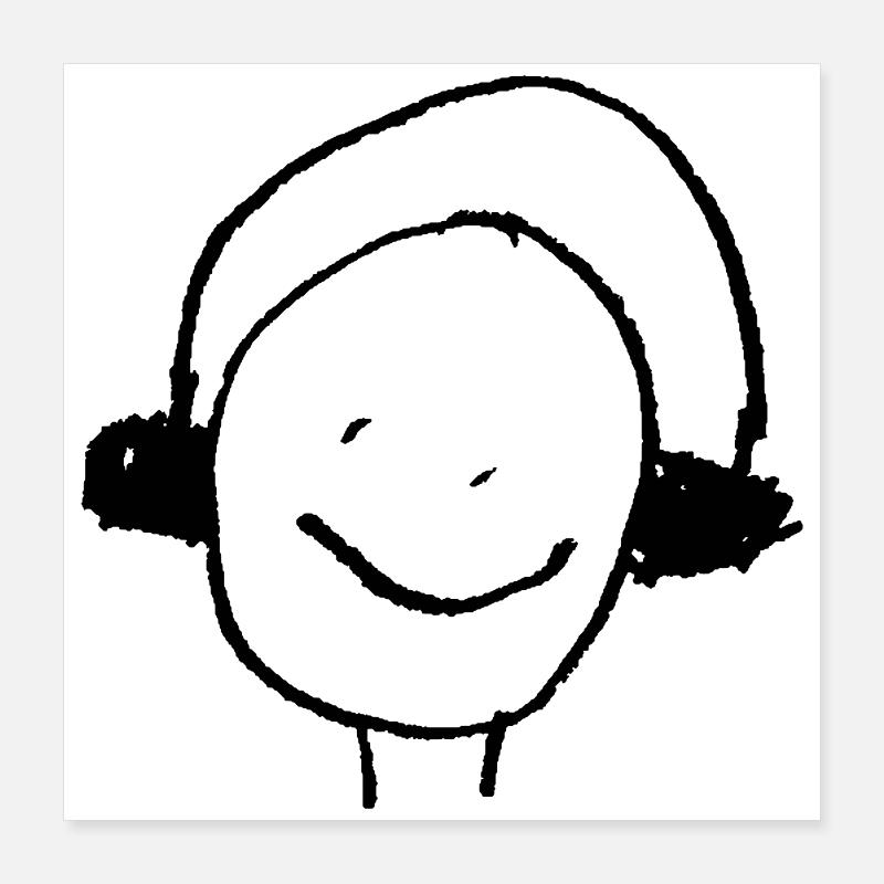 Casque ou cache-oreilles dessin enfant DJ Poster 40 x 40 cm