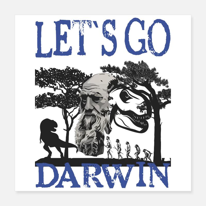 Charles Darwin Evolution textile gift idea - Poster 16" x 16" (40x40 cm) - white