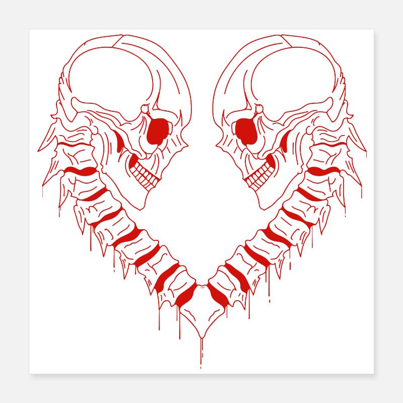 heart skull Poster 40 x 40 cm