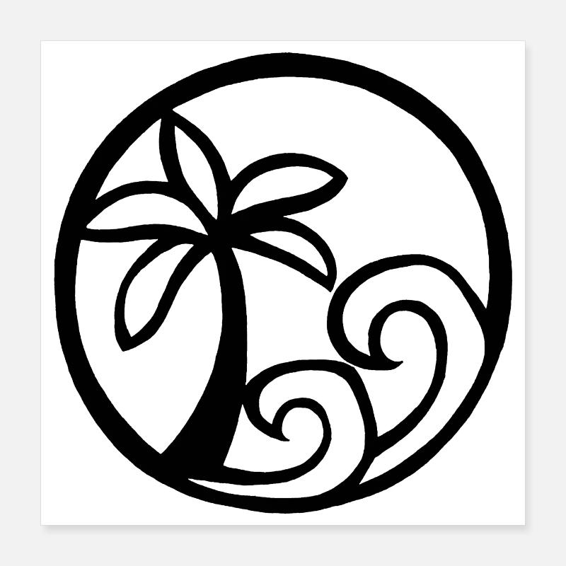 Waves and black palm Poster 16" x 16" (40x40 cm)