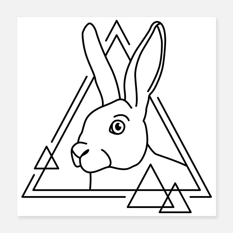 Lapin en forme géométrique - conception d’art au trait Poster 40 x 40 cm