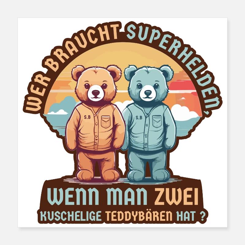 Superhelden Bär Poster 40x40 cm