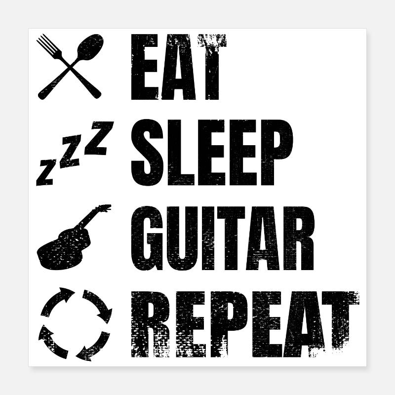 Routine quotidienne du guitariste Poster 40 x 40 cm