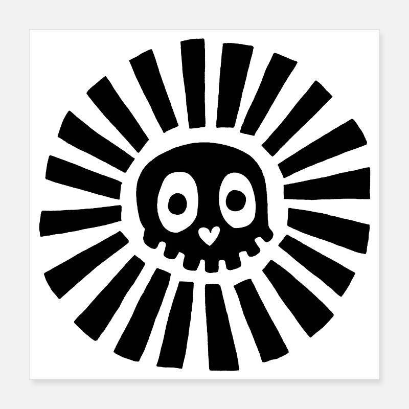 Schwarzer sonniger Totenkopf Poster 40x40 cm