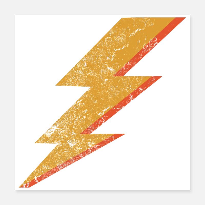 Grunge Style Red & Yellow Lightning Bolt Poster 16" x 16" (40x40 cm)