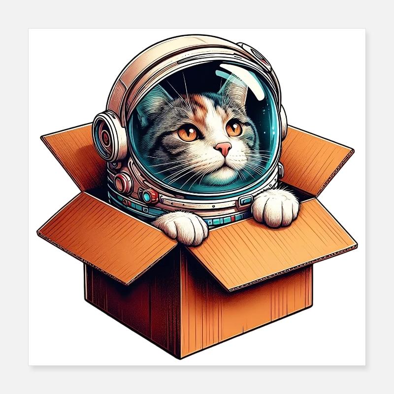 Chat astronaute Poster 40 x 40 cm