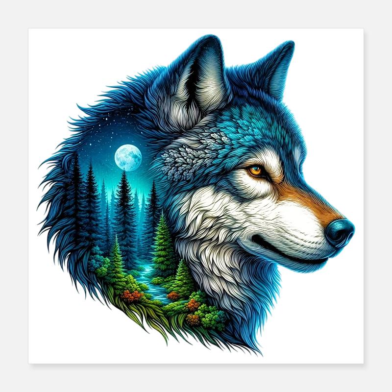 Wolf Poster 40x40 cm
