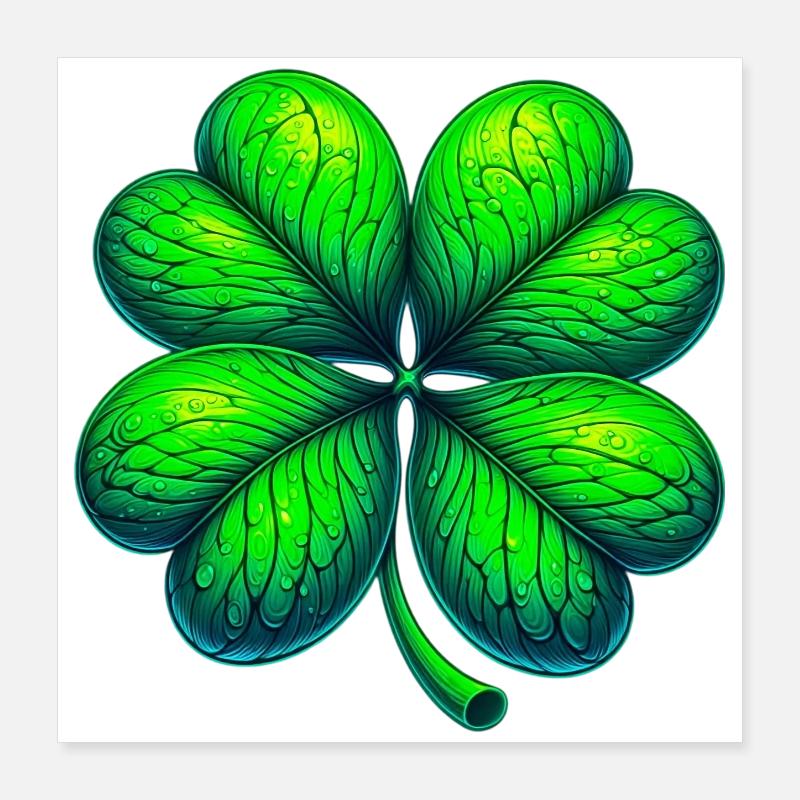 Vierblättriges Kleeblatt Poster 40x40 cm