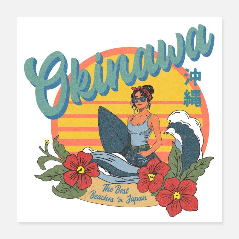 Okinawa Beaches (Halftone Version) Poster 40x40 cm