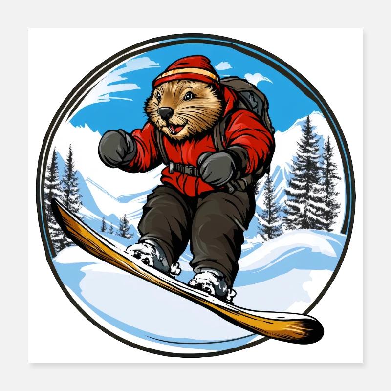 Planche à neige Beaver Poster 40 x 40 cm