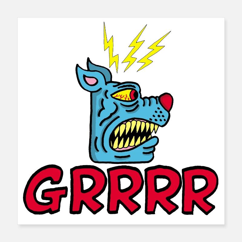 Wütender blauer Hund Poster 40x40 cm