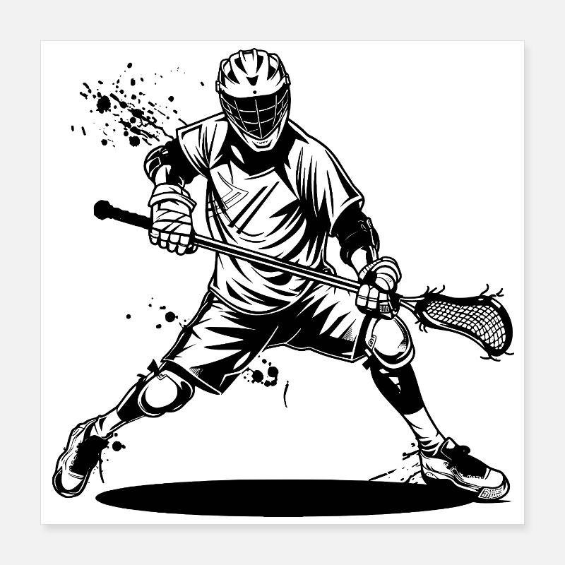 Lacrosse Player Drawing Poster 16" x 16" (40x40 cm)