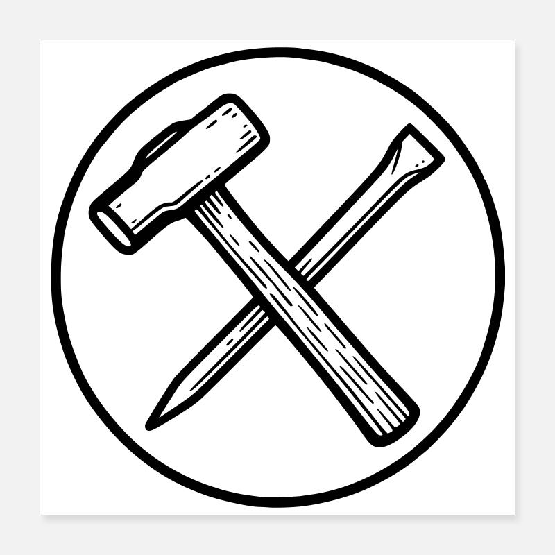 Marteau et Burin Poster 40 x 40 cm