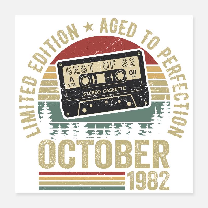 Oldtimer Oktober 1982 Geburtstag Geschenk Oktober Poster 40x40 cm