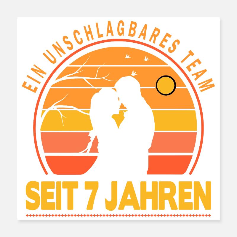 7 Jahre Beziehung Geschenk Partner Ehemann Ehefrau Poster 40x40 cm