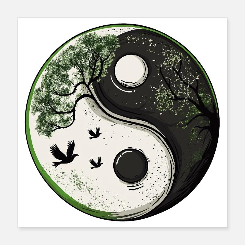 Yin et Yang Version Nature :) Poster 40 x 40 cm