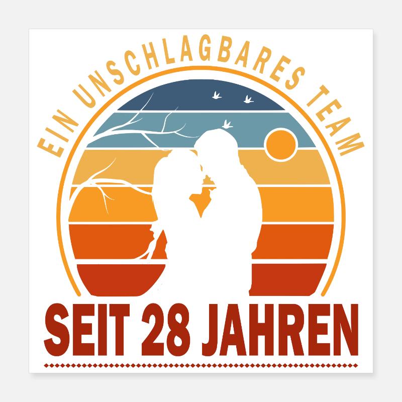 28 Jahre Beziehung Geschenk Ehemann Ehefrau Poster 40x40 cm
