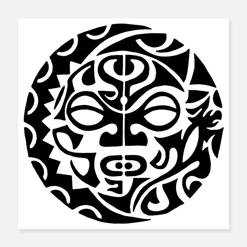 Crâne de Polynésie (noir) Poster 40 x 40 cm