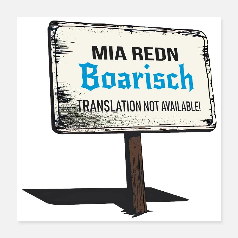 Mia Redn Bavarian dialect Humor Poster 16" x 16" (40x40 cm)