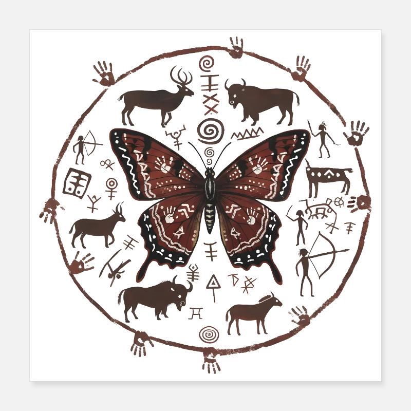 Cercle Runique Papillon Poster 40 x 40 cm