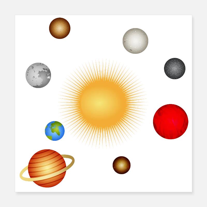 Luminous planetary system with sun and planets Poster 16" x 16" (40x40 cm)