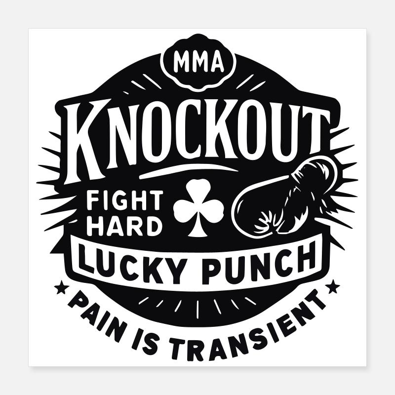 MMA Knockout Lucky Punch Combat de boxe difficile Poster 40 x 40 cm