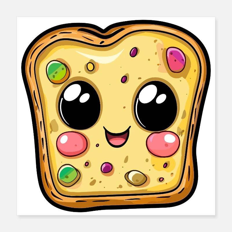 Kawaii Pizza Slice Face Poster 16" x 16" (40x40 cm)