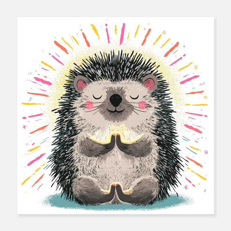 Hérisson de méditation zen Poster 40 x 40 cm