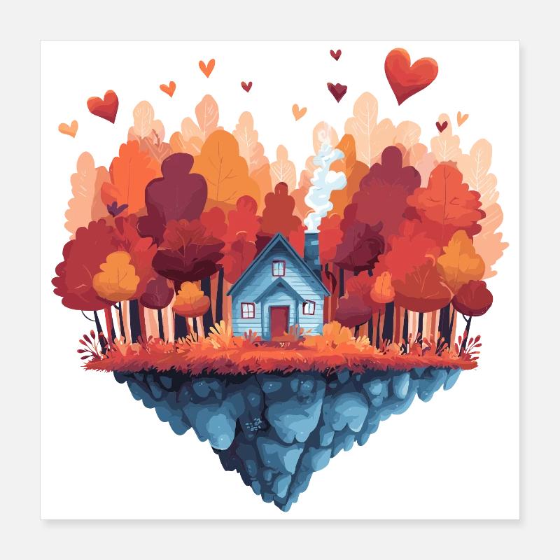 Rêve de la Maison de l’Île d’Automne Poster 40 x 40 cm