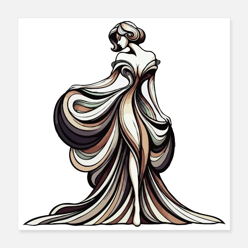 Femme rêveuse en robe fluide Poster 40 x 40 cm