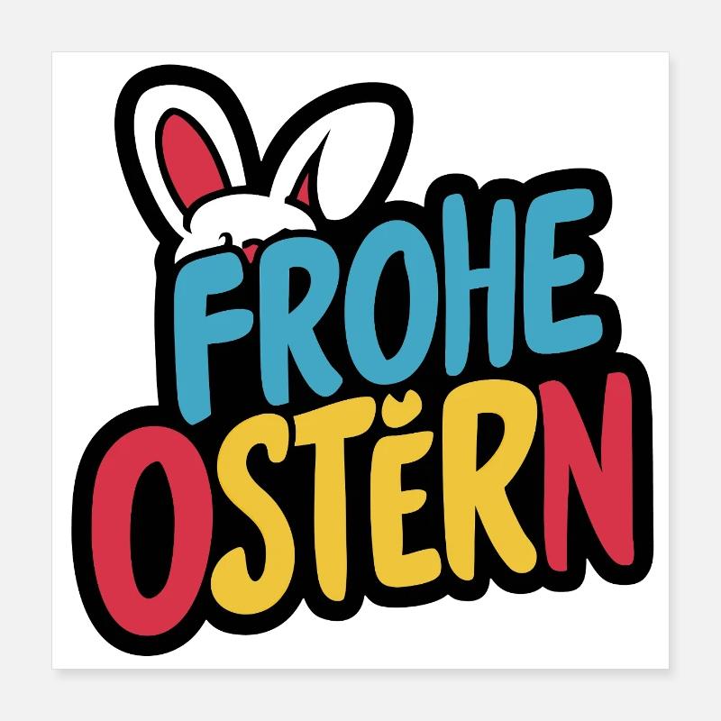 Frohe Ostern Hase Poster 40x40 cm