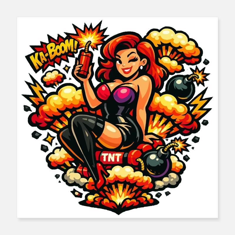 Explosive Frau Poster 40x40 cm