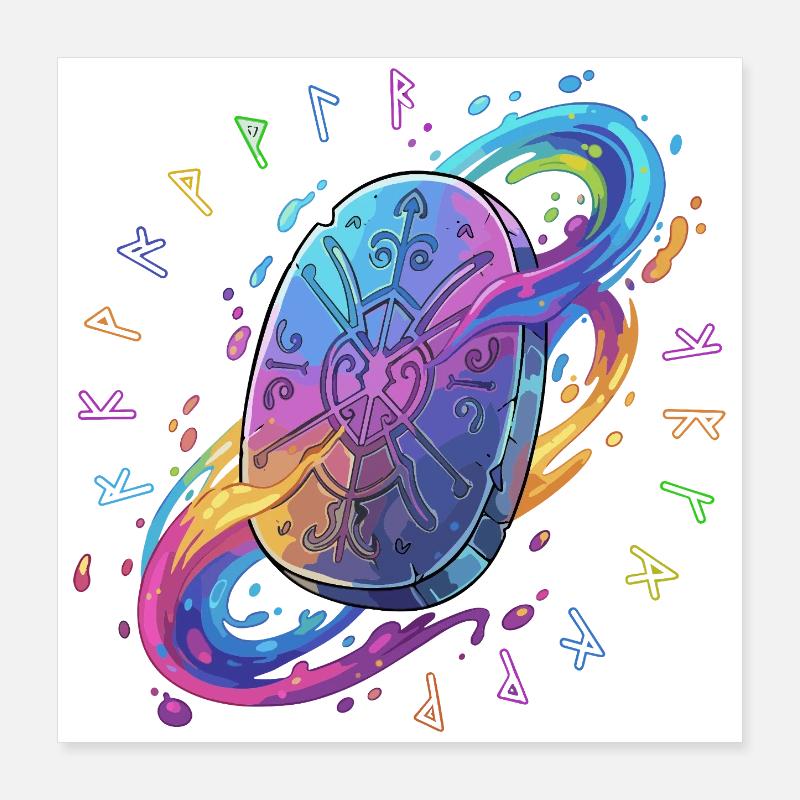 Rainbow Runes Shield Poster 16" x 16" (40x40 cm)