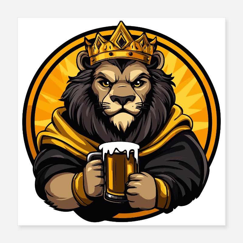 Lion Beer Funny Poster 16" x 16" (40x40 cm)