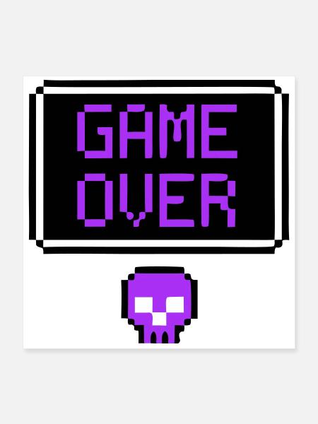 Game Over Skull Pixel Art - Poster 16" x 16" (40x40 cm) - white - Front