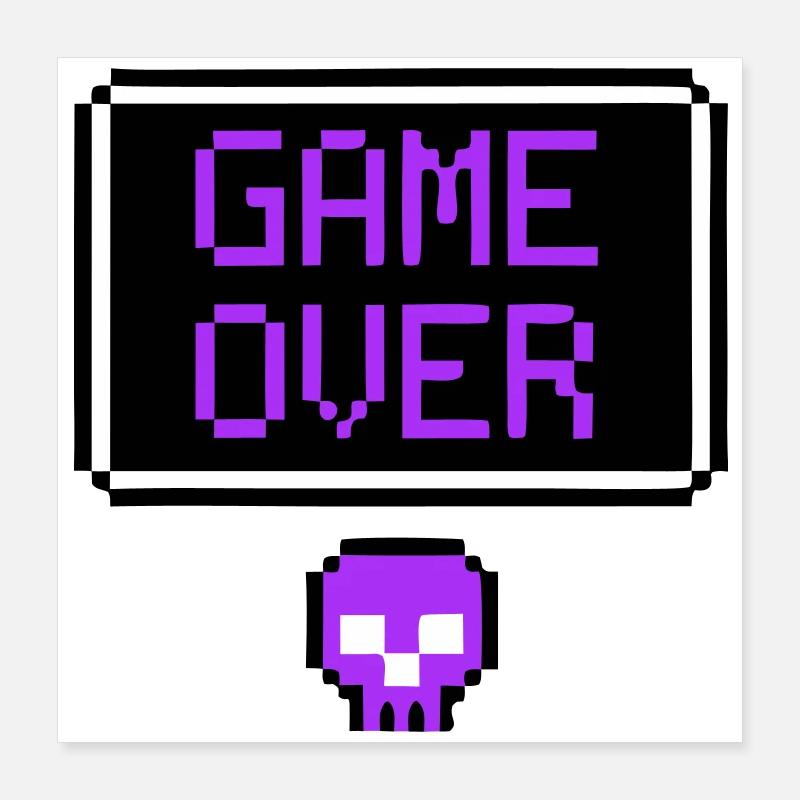 Game Over Skull Pixel Art Poster 16" x 16" (40x40 cm)