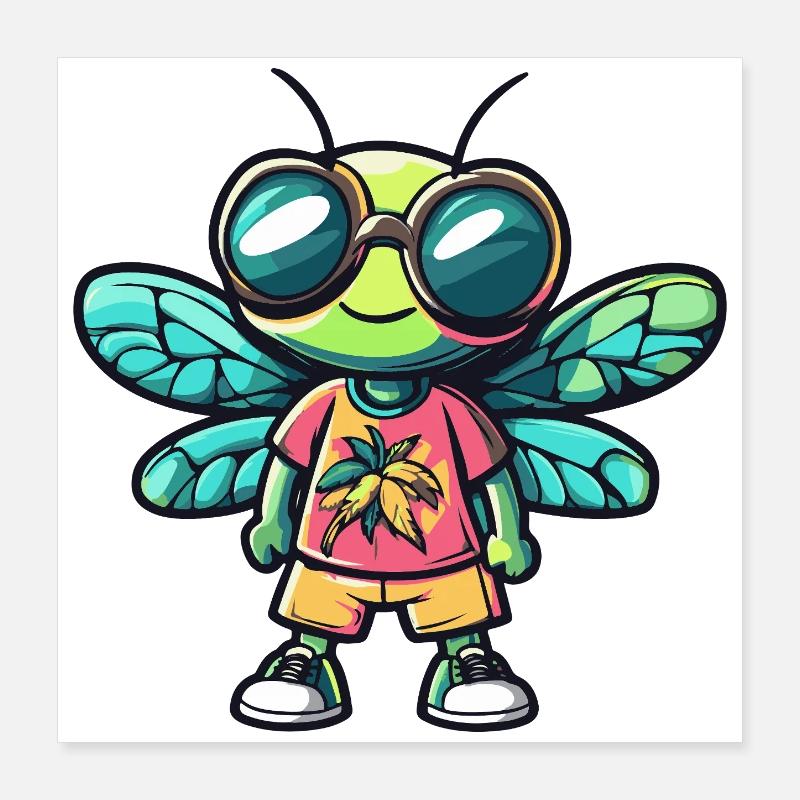 Dragonfly Comic Vacation Poster 16" x 16" (40x40 cm)