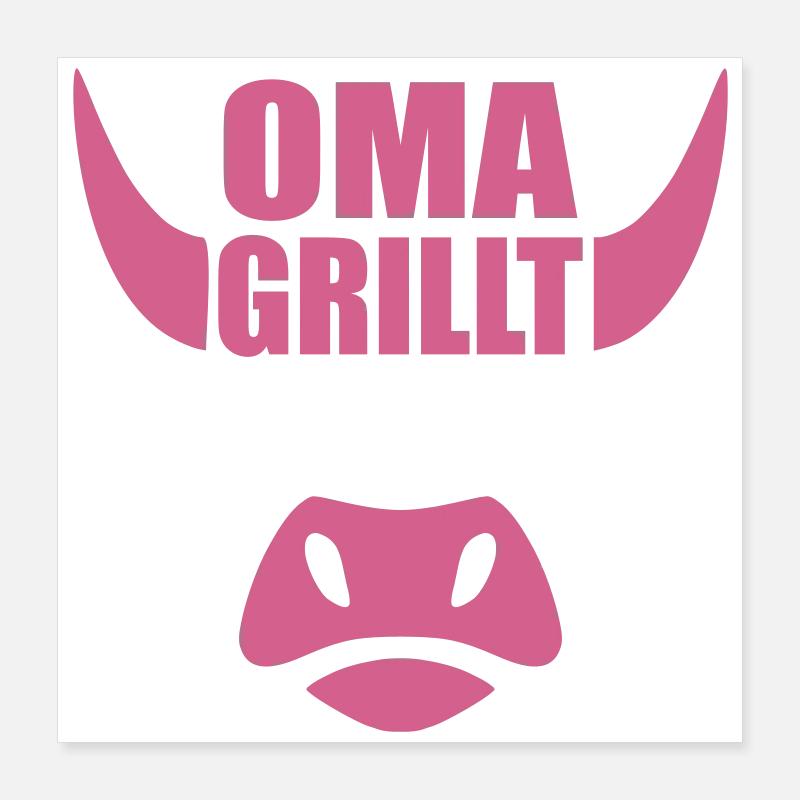 Oma grillt BBQ Poster 40x40 cm