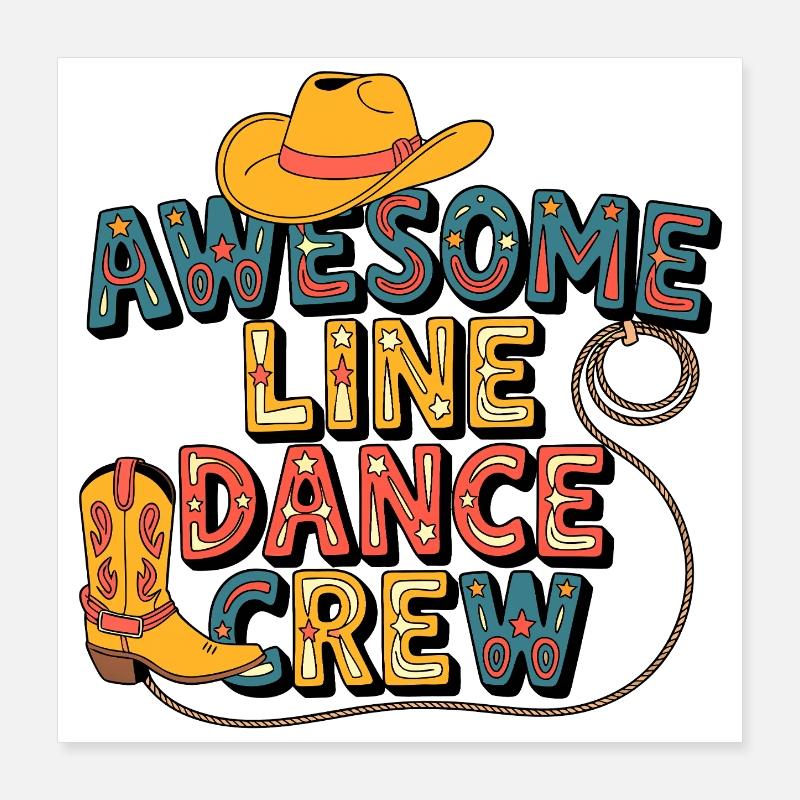 Équipe de danse en ligne de cowboy Poster 40 x 40 cm