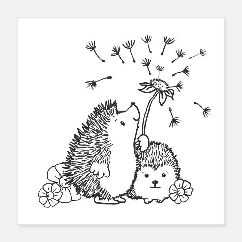 Glückliche Igel Poster 40x40 cm