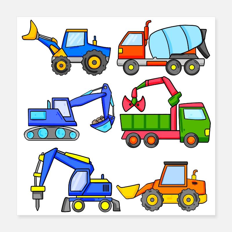 Véhicules de chantier Véhicule Poster 40 x 40 cm