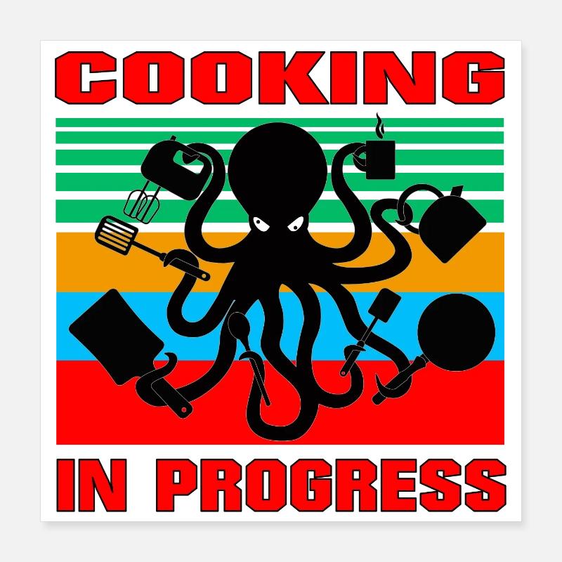 Octopus Cook Poster 16" x 16" (40x40 cm)