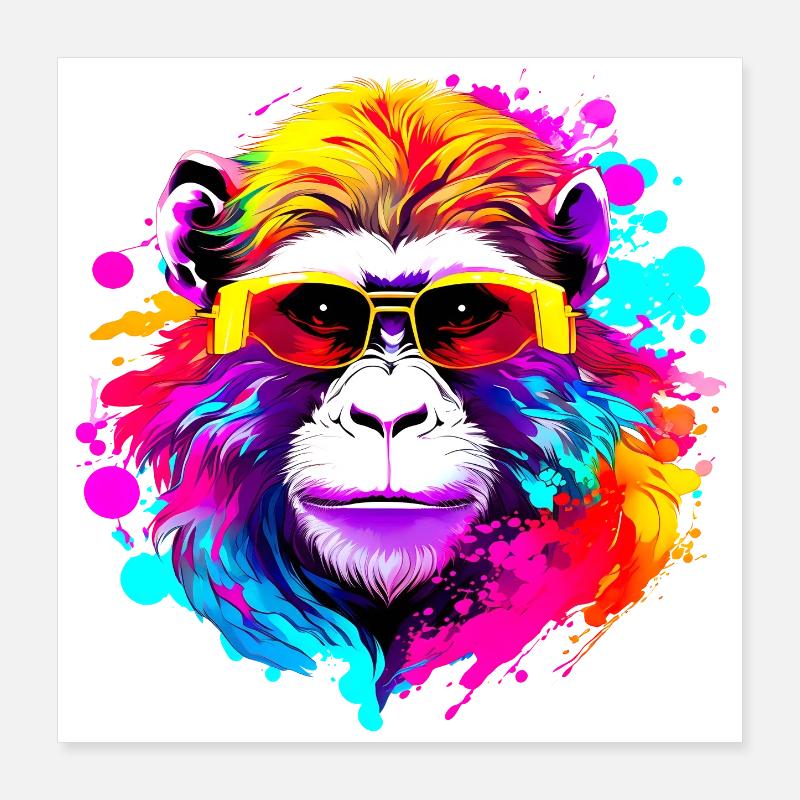 Fancy Macaque #1 Poster 16" x 16" (40x40 cm)