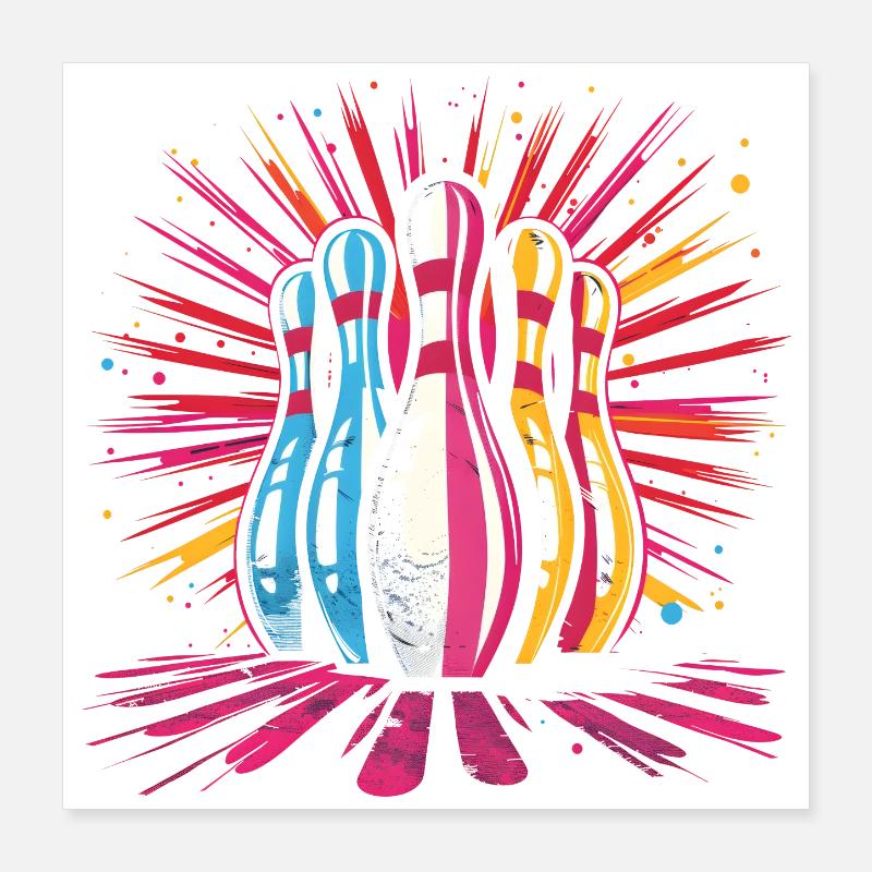 Style de dessin animé de bowling Poster 40 x 40 cm